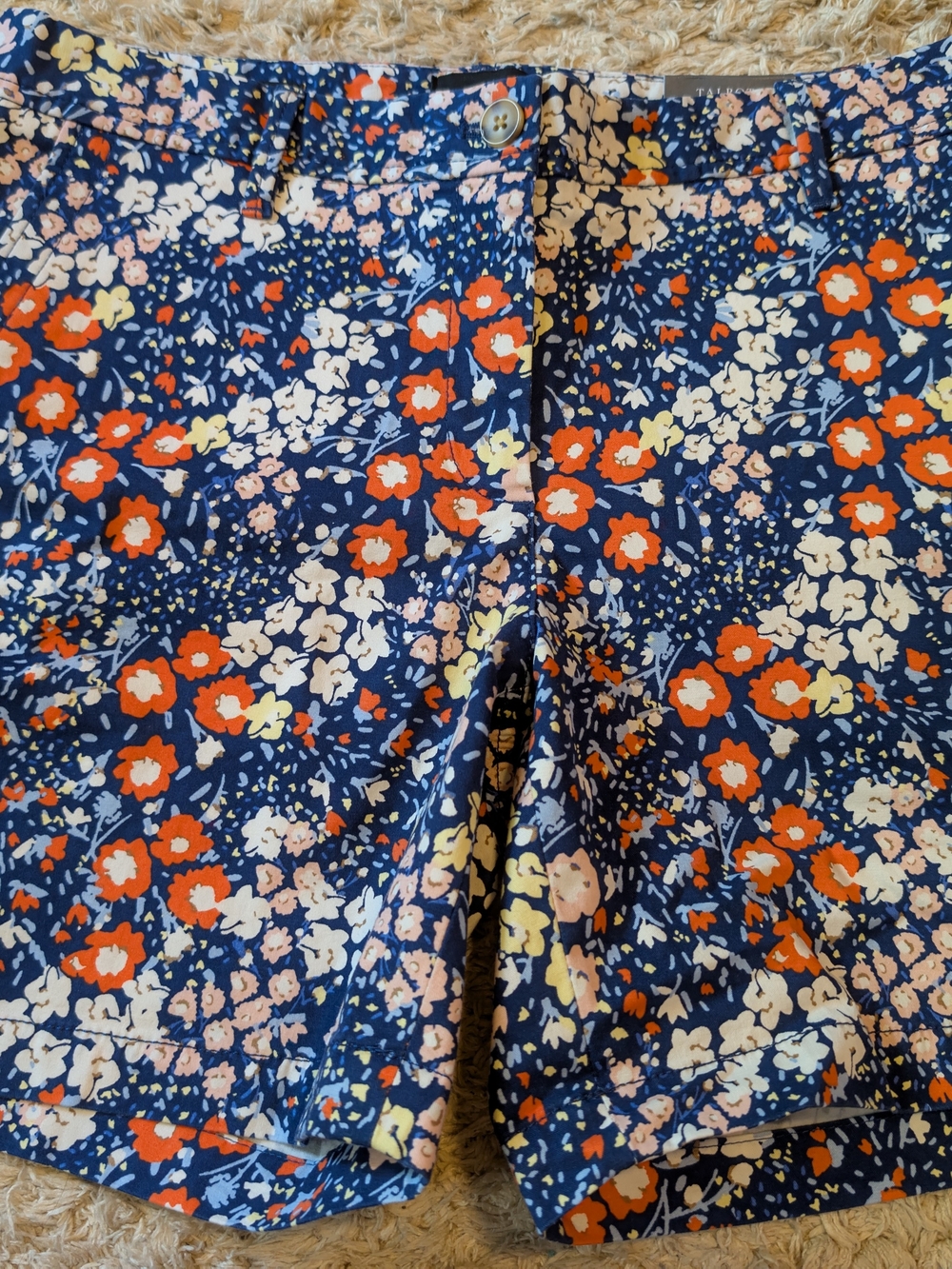 Talbots Navy Floral Women's Shorts with Orange & Cream Flowers